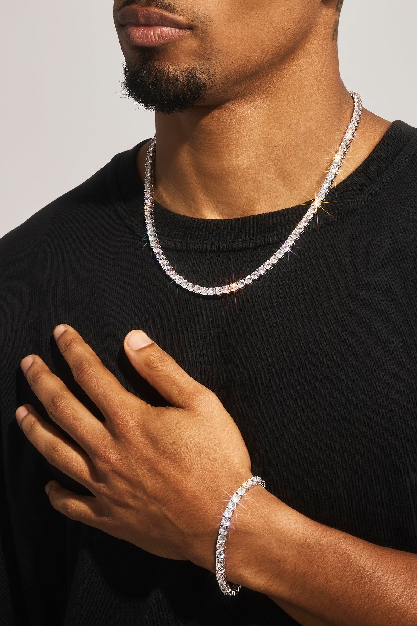 5mm Tennis Chain & Bracelet - White