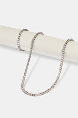 5mm Tennis Chain & Bracelet - White