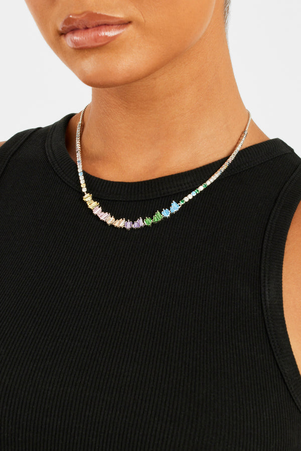 6mm Iced Multi Colour Tennis Toggle Necklace