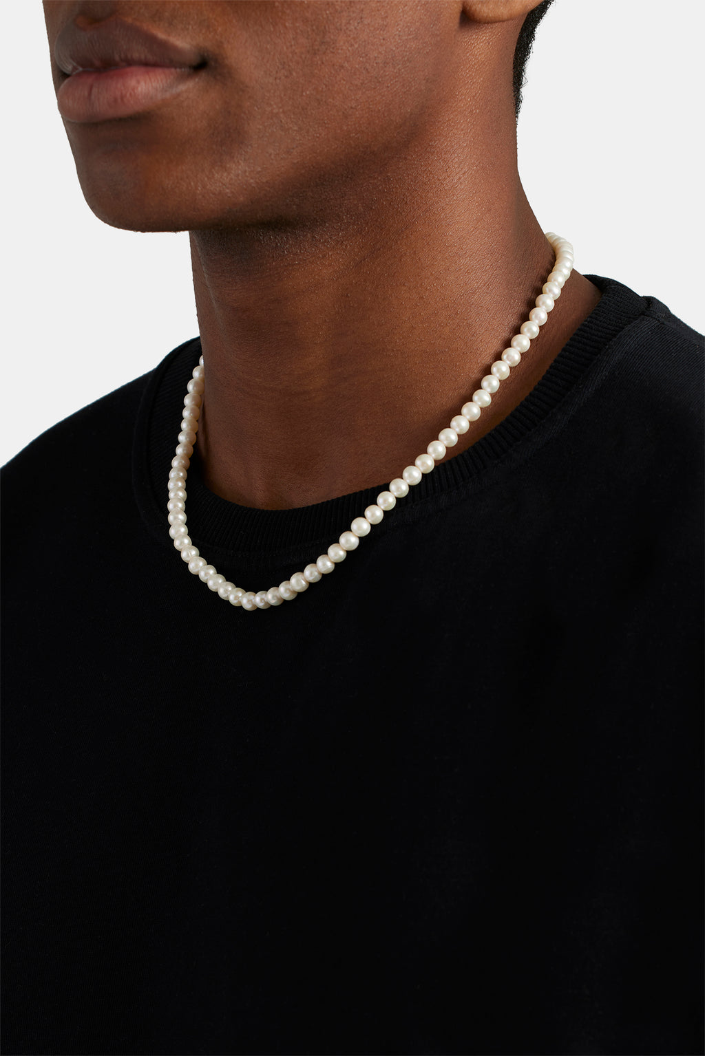 White Faux Pearl Necklace Men Beaded Collar Neck Decorative - Temu