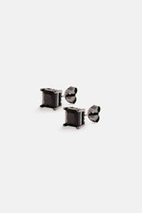 6mm Iced Stud Earrings - Black
