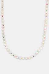 6mm Freshwater Pearl & Multi Colour Micro Bead Necklace