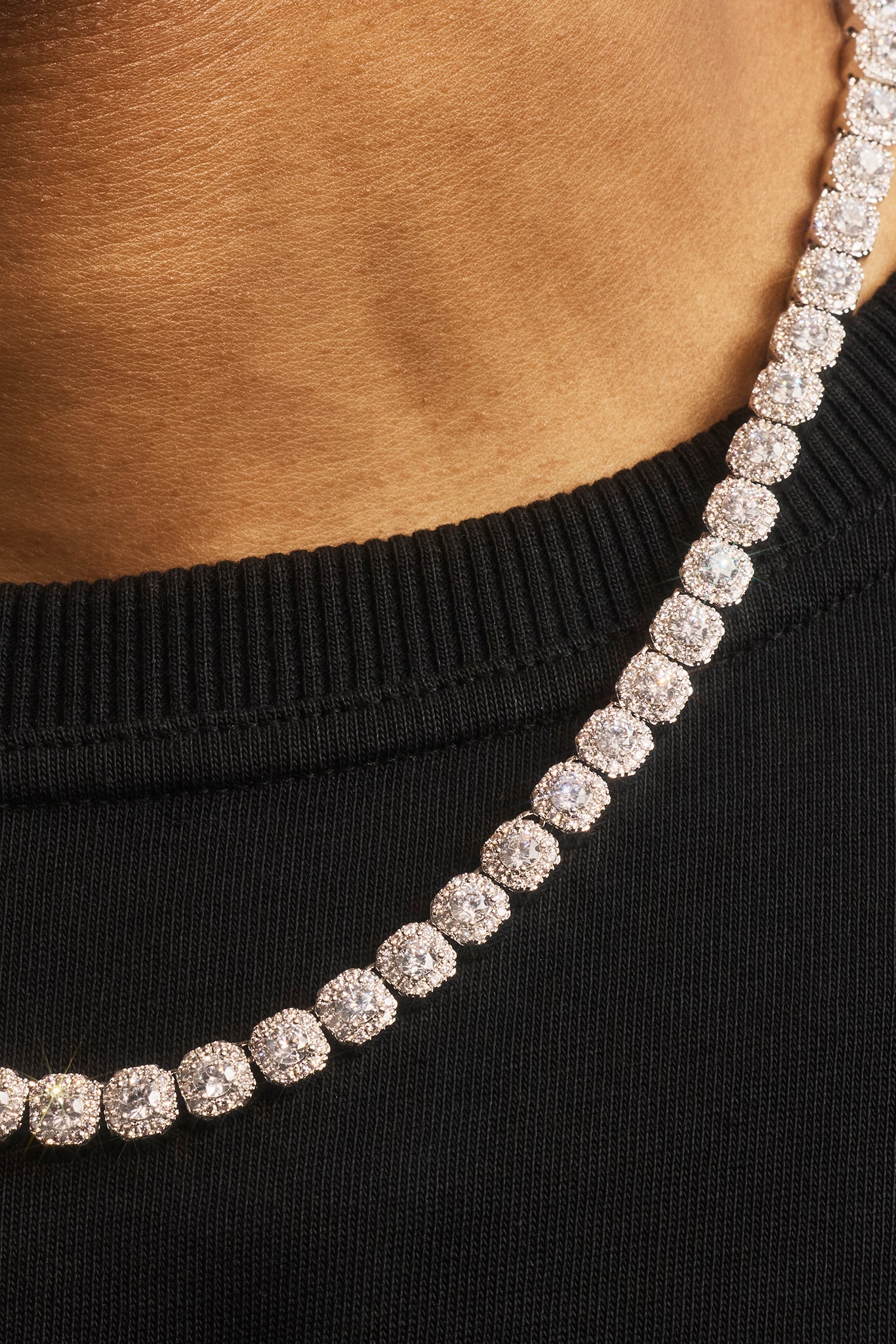 Clustered Tennis Chain - 7mm - White