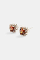 7mm Iced Brown Cluster Stud Earrings