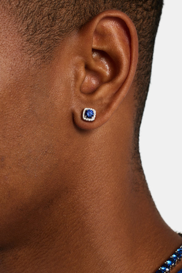 7mm Iced Cobalt Cluster Stud Earrings
