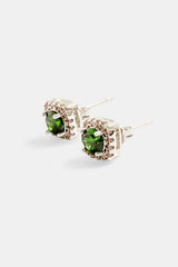 7mm Iced Green Cluster Stud Earrings