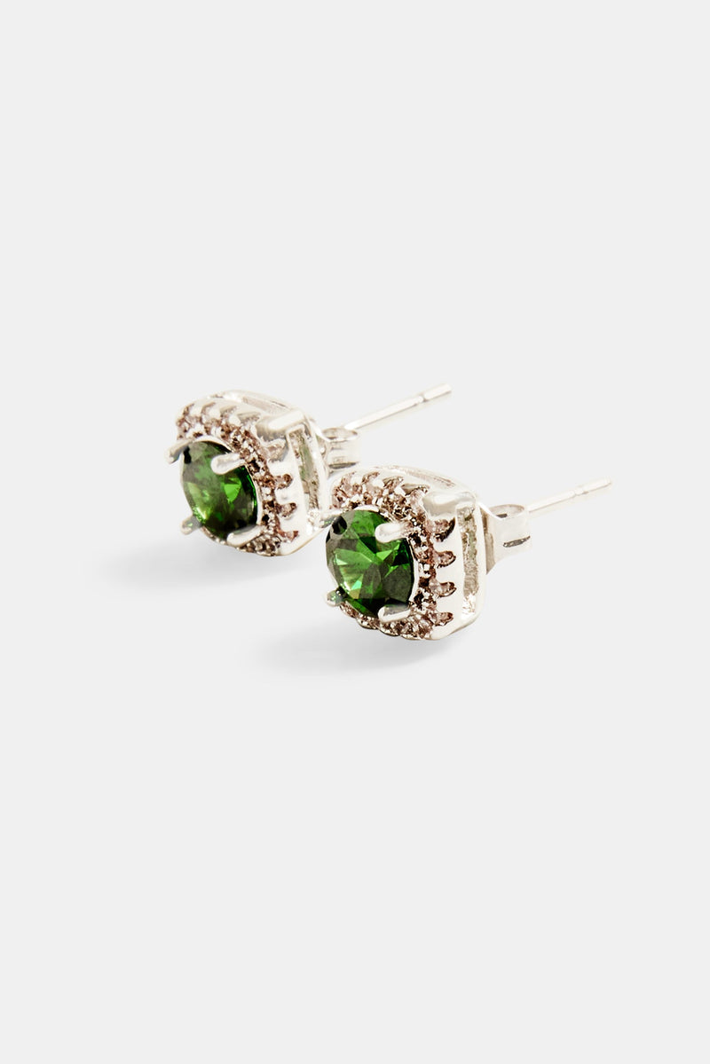 7mm Iced Green Cluster Stud Earrings