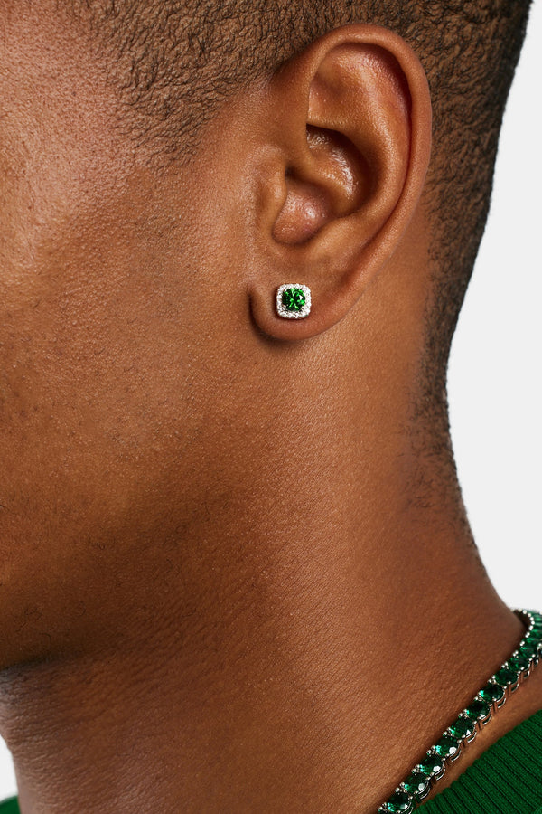 7mm Iced Green Cluster Stud Earrings