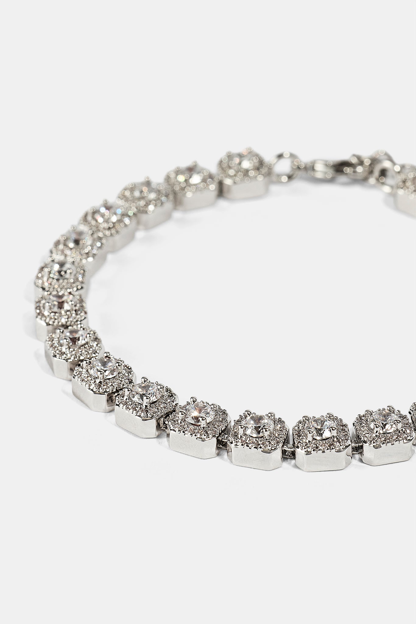 Clustered Tennis Bracelet - 7mm - White