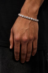 Clustered Tennis Bracelet - 7mm - White