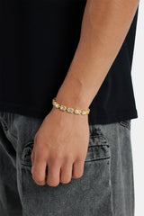 8mm Centre Baguette Bracelet - Gold