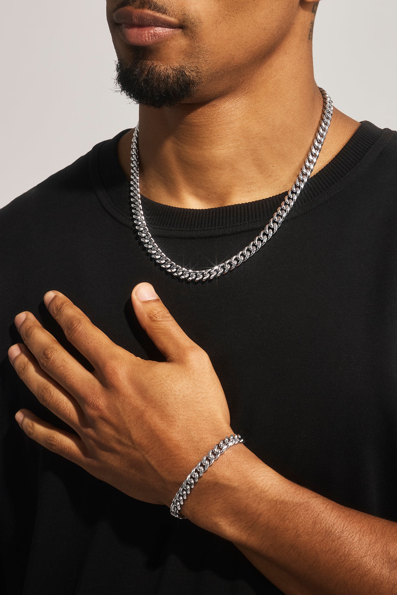 8mm Miami Cuban Chain & Bracelet - White