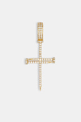 925 Sterling Silver Iced Nail Cross Pendant - Gold