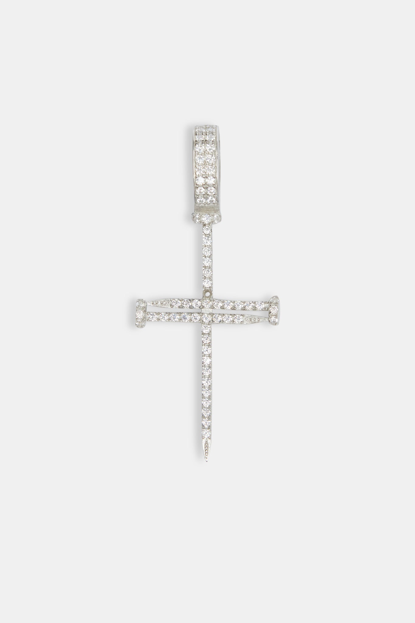 925 Sterling Silver Iced Nail Cross Pendant
