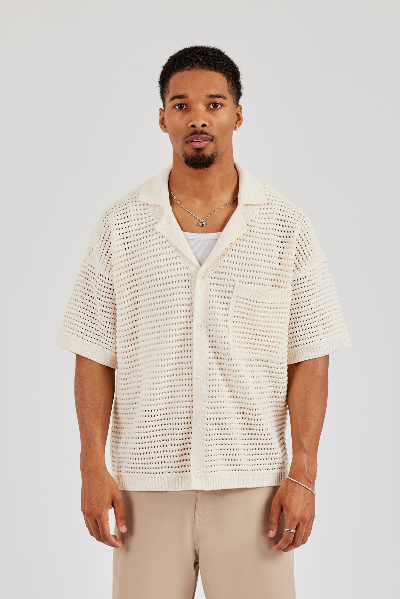 Crochet Knit Shirt - Off White