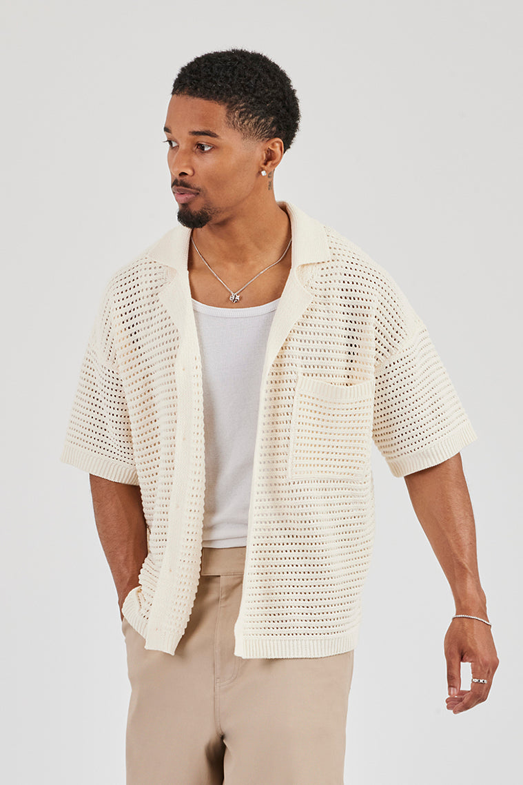 Crochet Knit Shirt - Off White