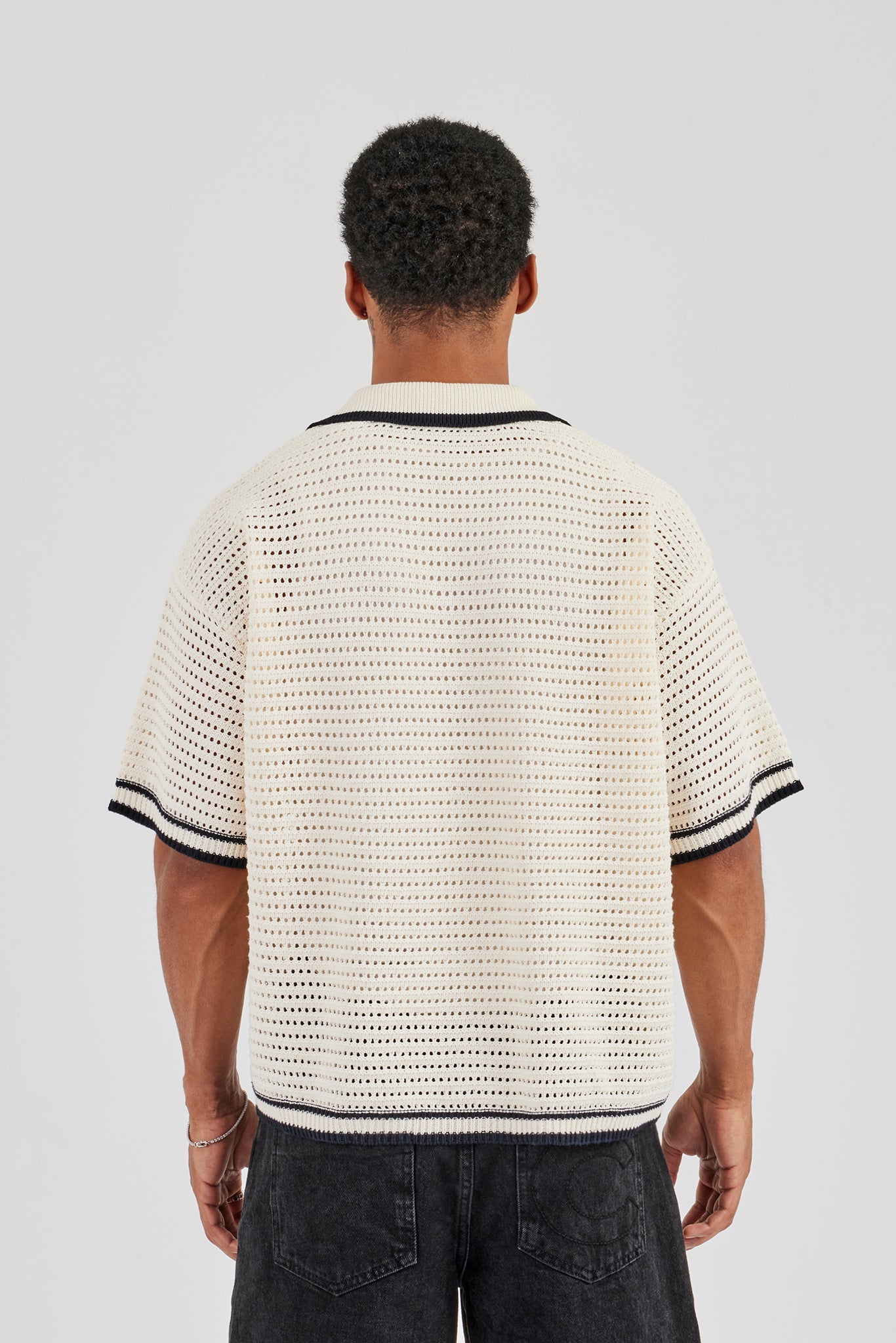 Crest Embroidered Knit Polo - Off White