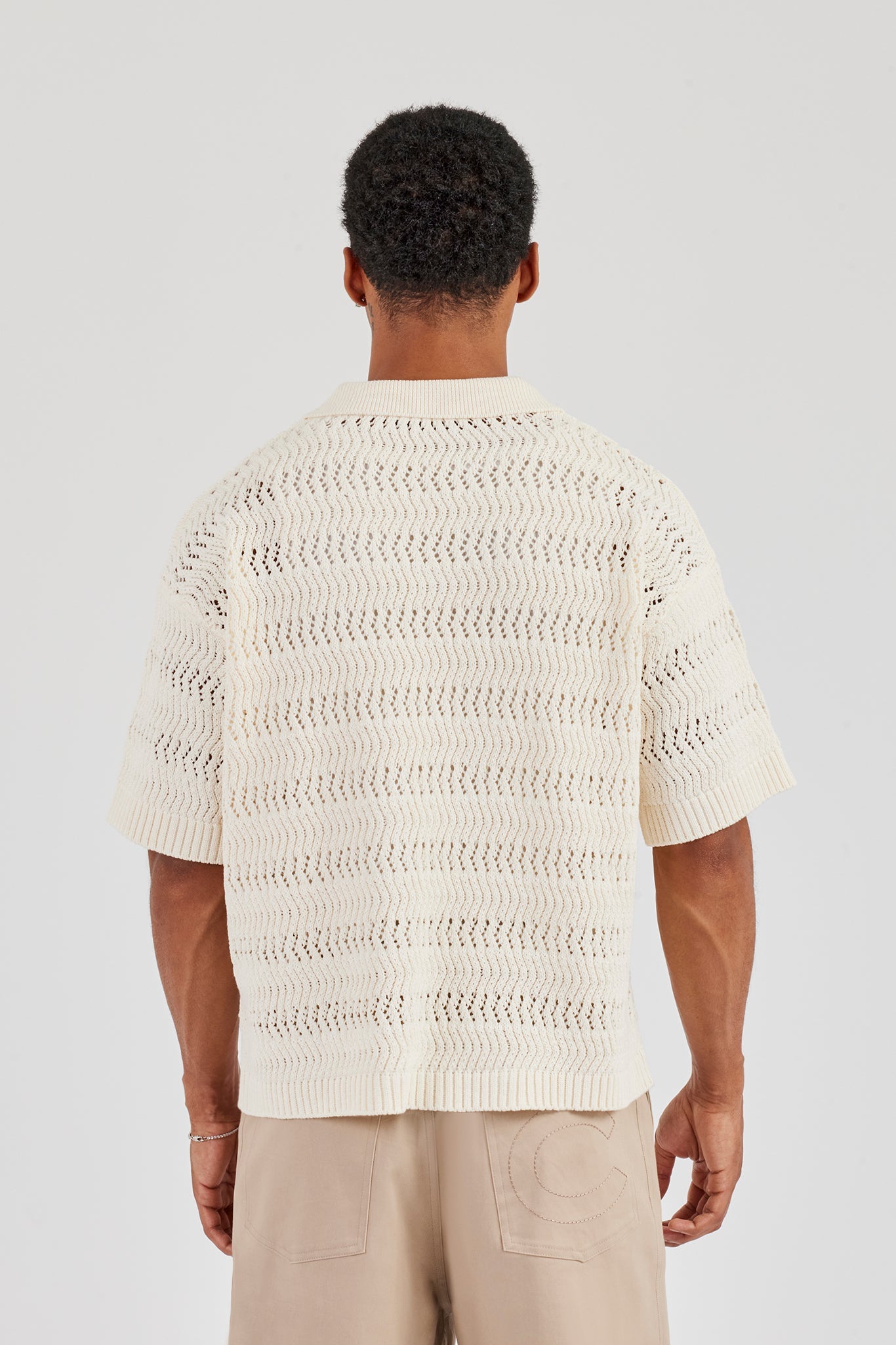 Knitted Boxy Polo - Ecru