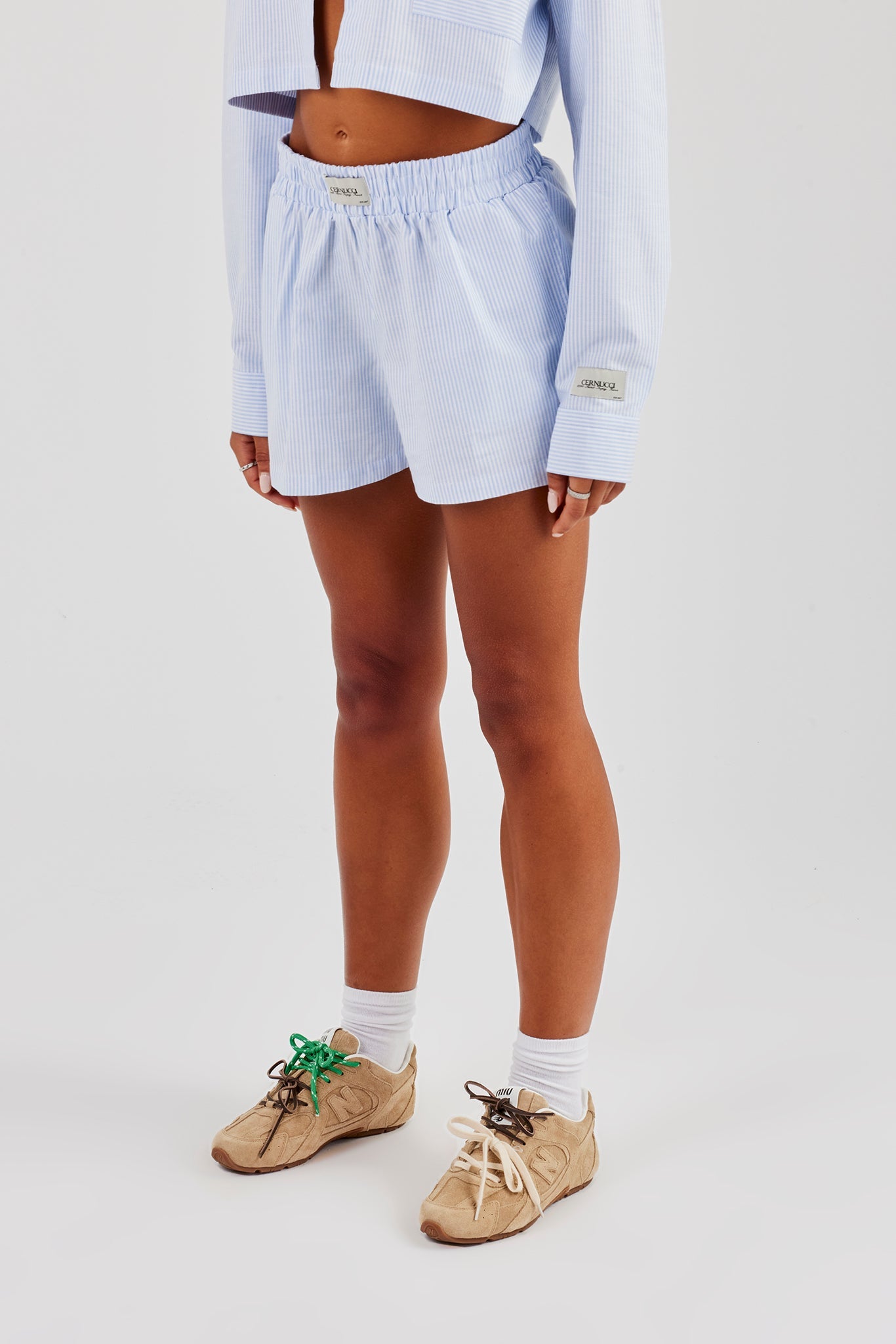 Striped Tab Short - Blue