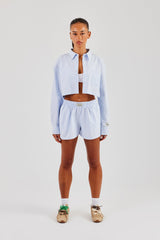 Striped Pocket Oversized Shirt & Shorts - Blue