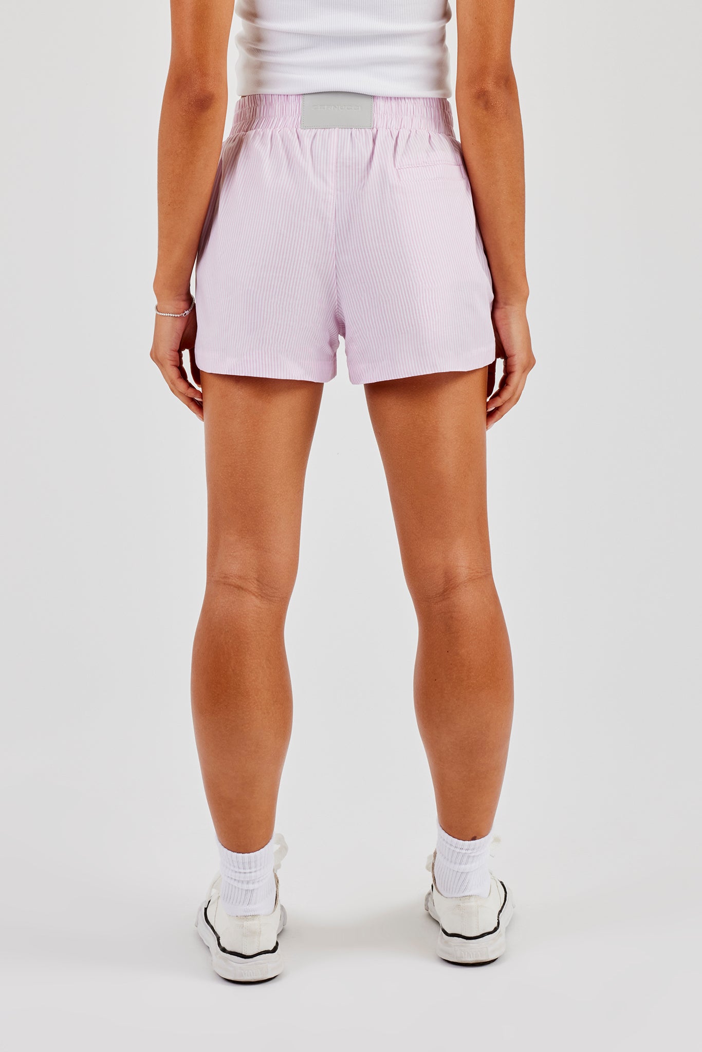 Stripe Button Detail Short - Pink