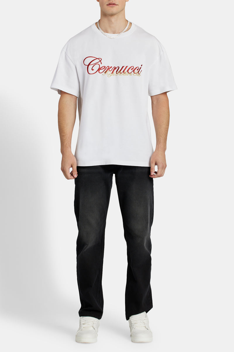 Casino Back Print Oversized T-Shirt - White