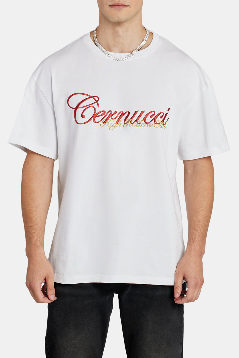 Casino Back Print Oversized T-Shirt - White