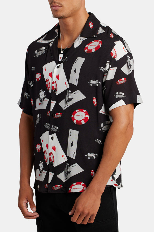 Poker Chip Print Shirt - Black