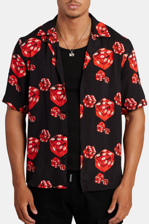 Red Dice Print Shirt - Black