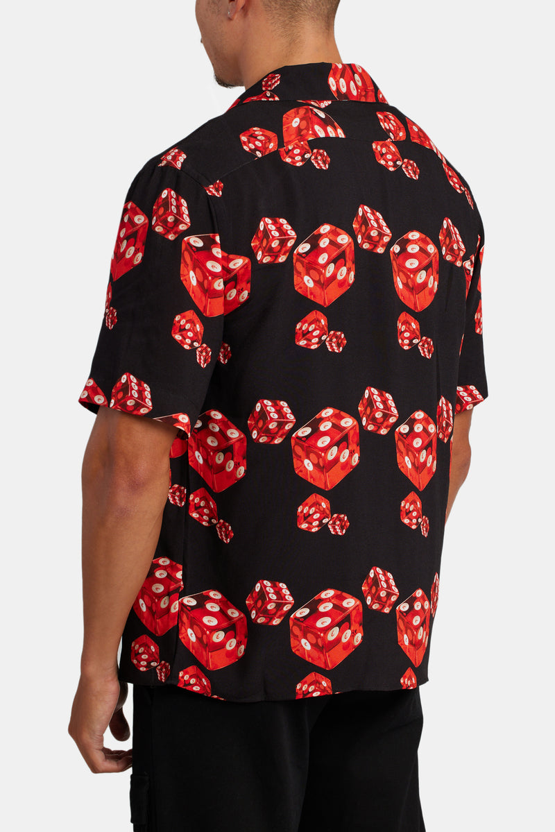 Red Dice Print Shirt - Black