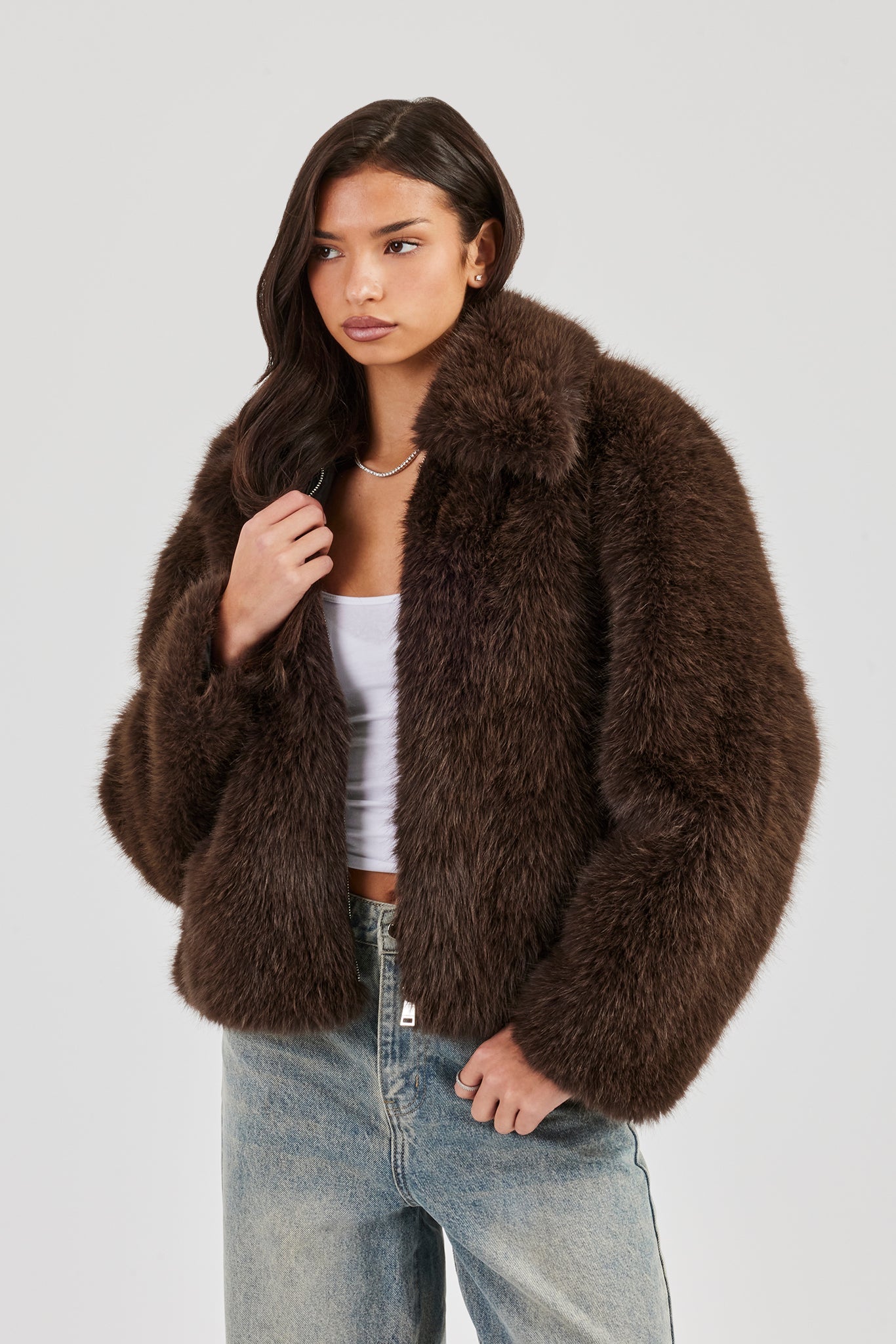 Ladies Fur Jacket - Brown