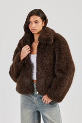 Ladies Fur Jacket - Brown