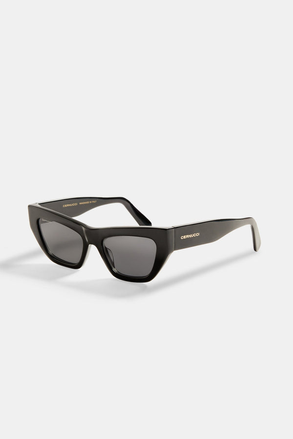 Angled Square Acetate Sunglasses - Black