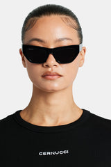 Angled Square Acetate Sunglasses - Black