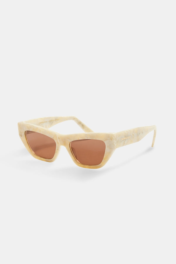 Angled Square Marble Acetate Sunglasses - Multi
