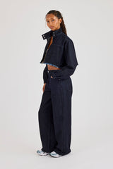 Super Crop Funnel Neck Denim Jacket & Jean - Indigo