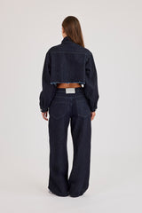 Super Crop Funnel Neck Denim Jacket & Jean - Indigo