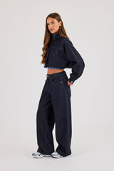 Super Crop Funnel Neck Denim Jacket & Jean - Indigo