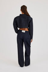 Super Crop Shoulder Pad Denim Jacket & Jean - Indigo