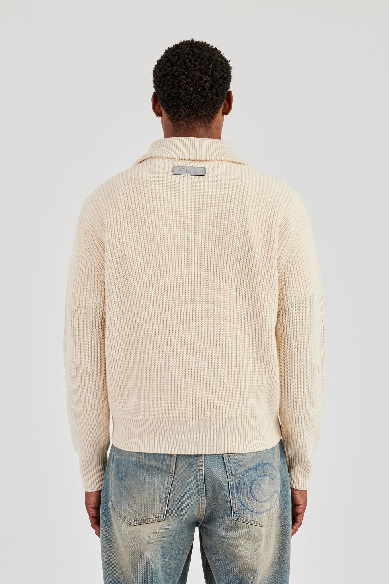 Knitted Funnel Neck Jumper - Off White