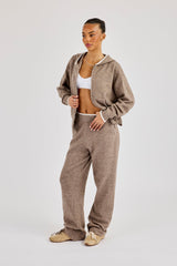Knitted Jogger With Contrast Tipping - Taupe