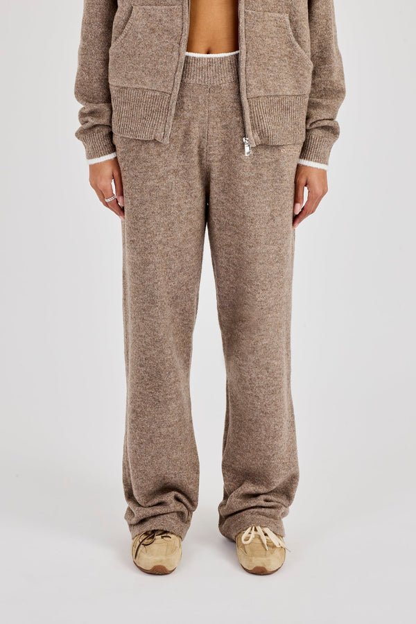 Knitted Jogger With Contrast Tipping - Taupe
