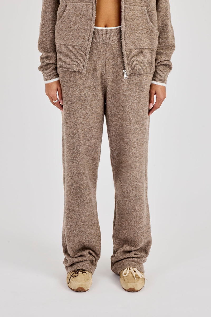 Knitted Jogger With Contrast Tipping - Taupe