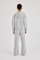 Knitted Zip Through & Jogger With Contrast Tipping - Grey