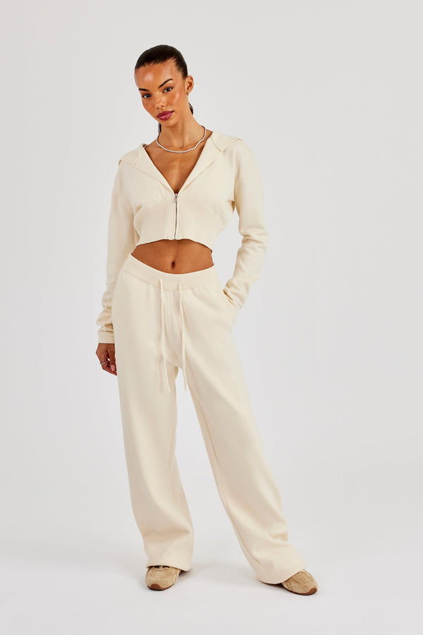 Structured Knit Jogger - Cream