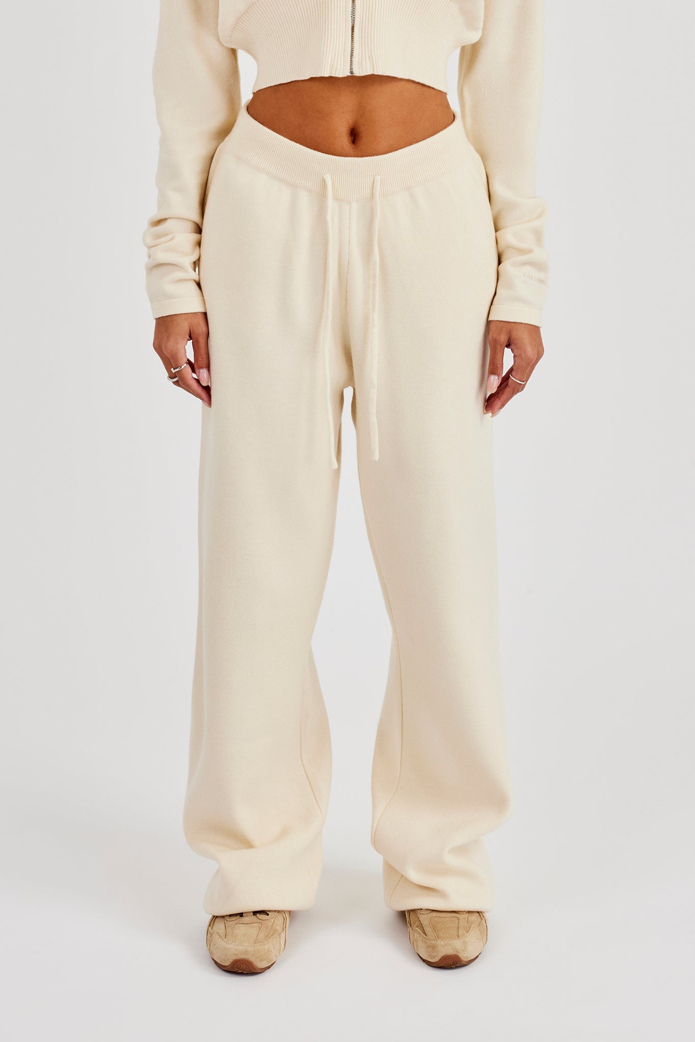 Structured Knit Jogger - Cream