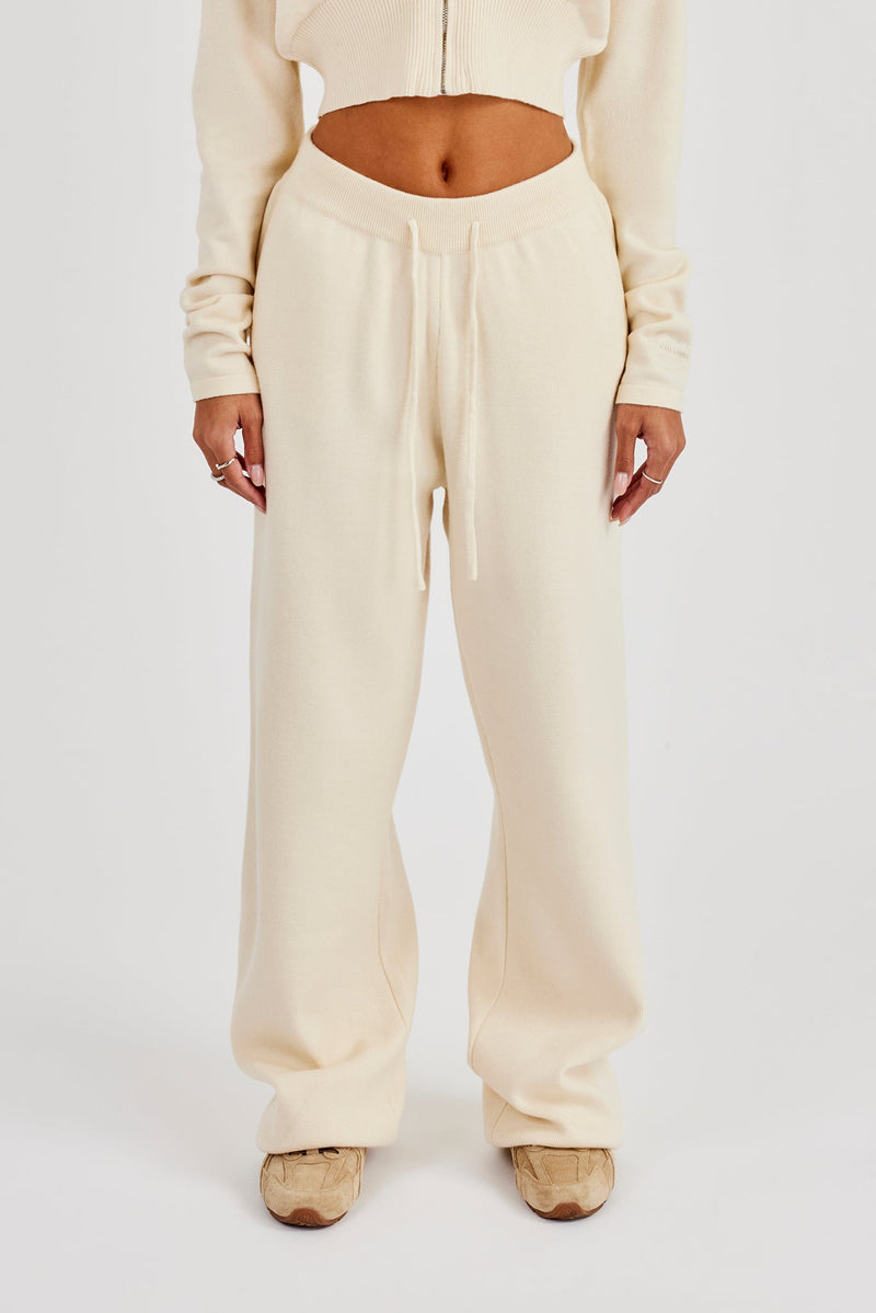 Structured Knit Jogger - Cream