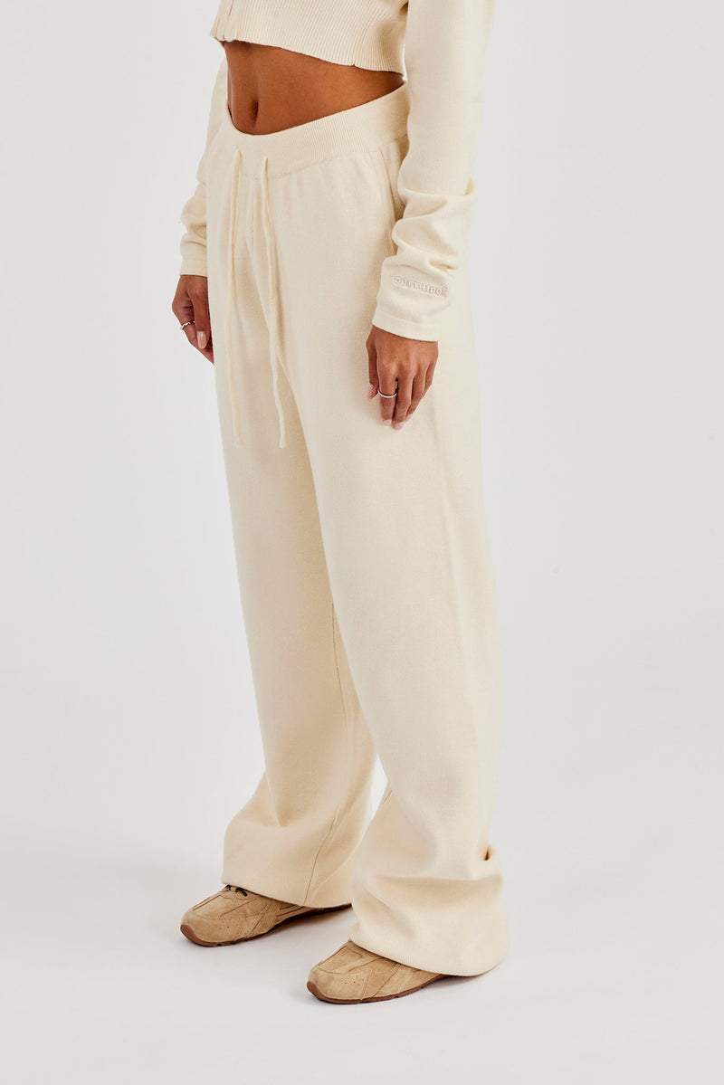 Structured Knit Jogger - Cream