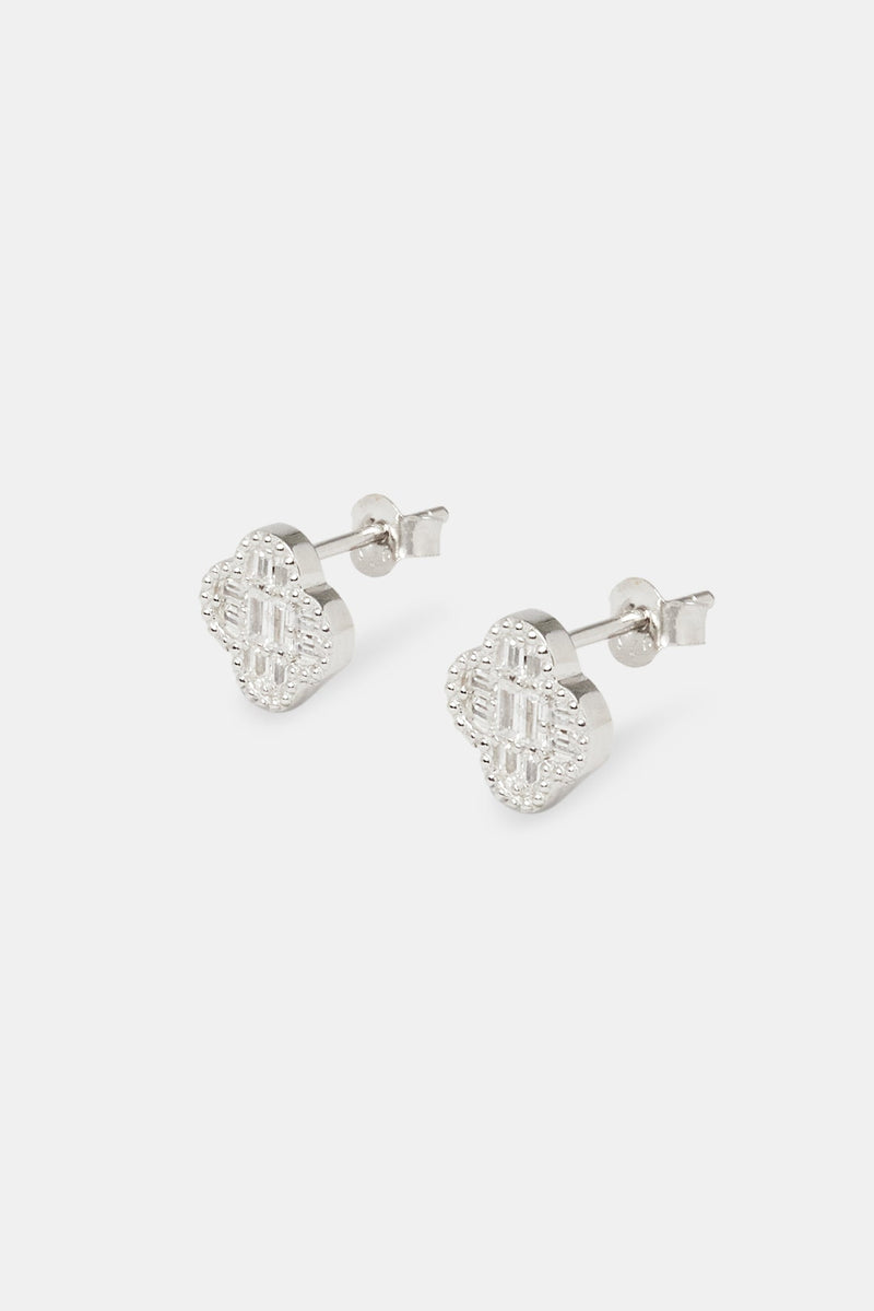 Baguette Motif Stud Earrings - 10mm