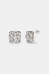 Baguette Centre Square Stud Earrings - 10mm